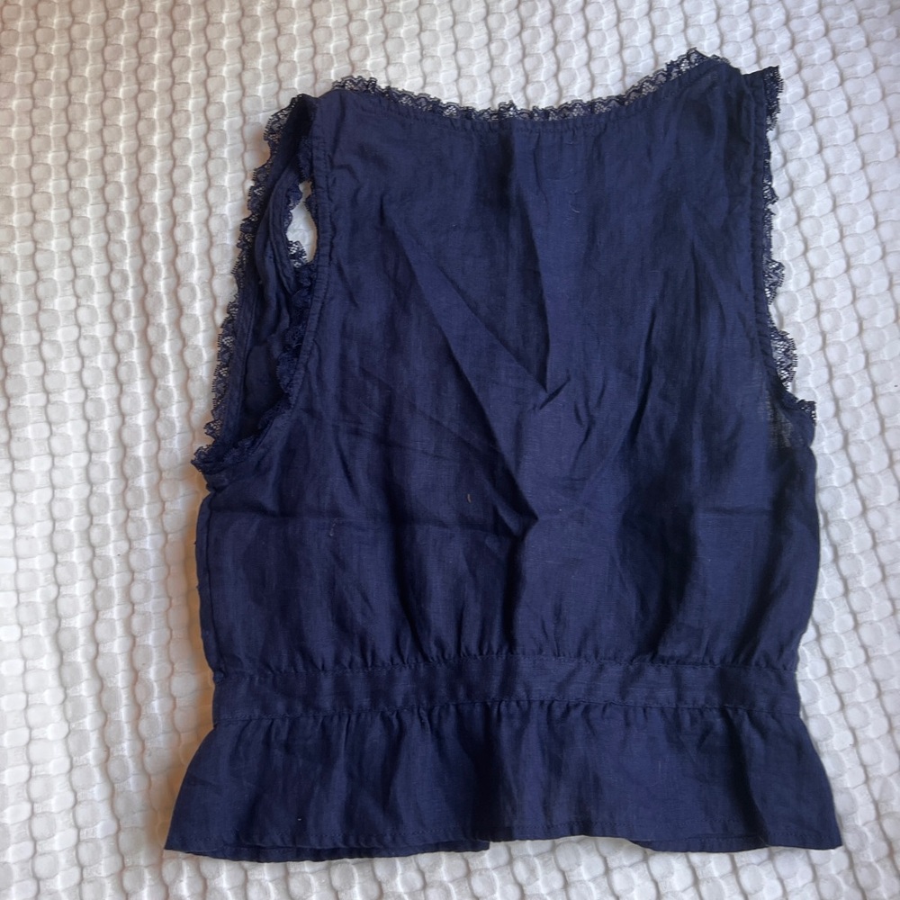 Reformation Blue Ruffled Tank Top Blouse - Picture 3 of 4